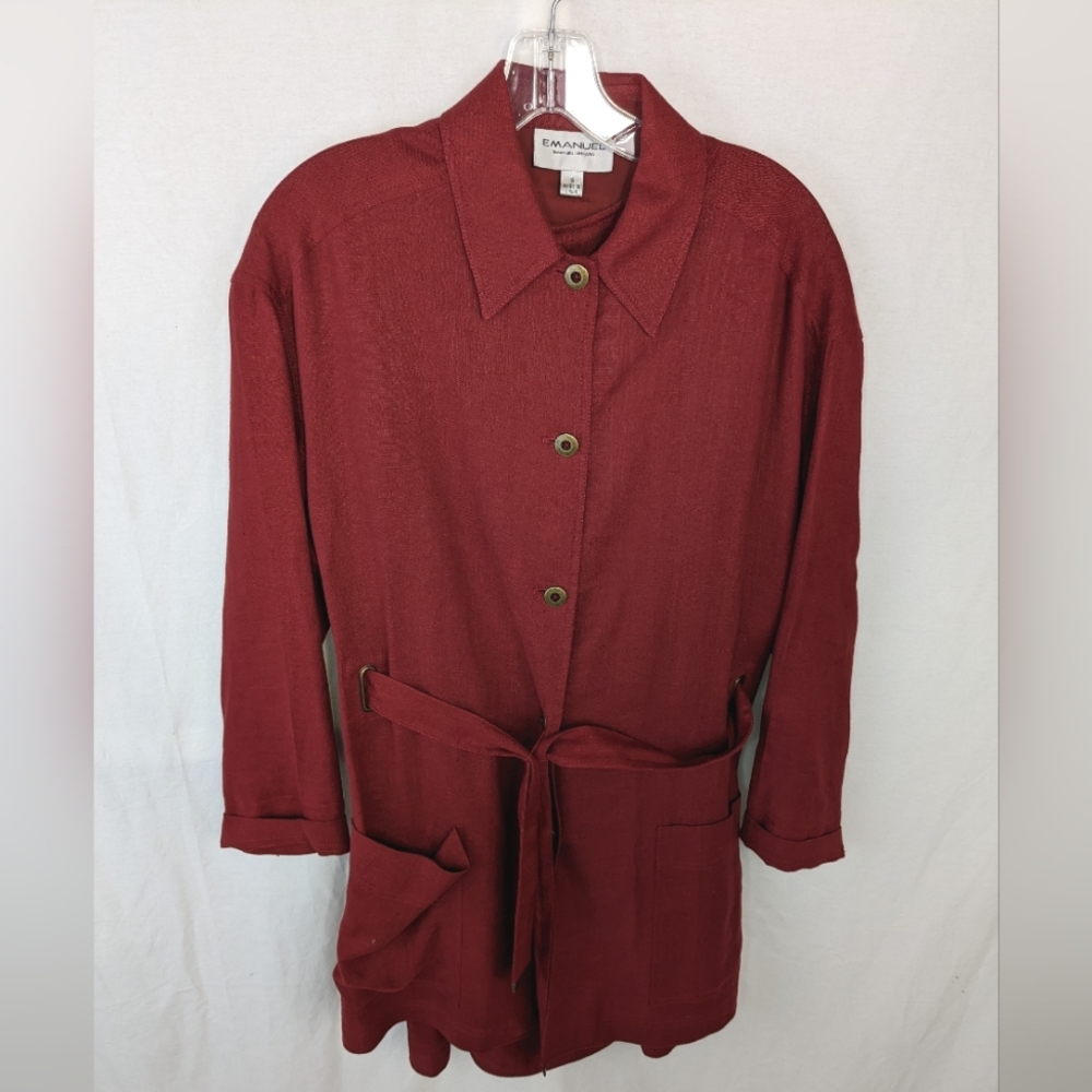 Emanuel Ungaro Silk Red Dress with Jacket and Belt